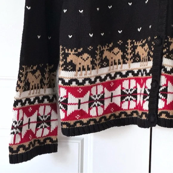 Vintage Embroidered Christmas Cardigan Sweater Womens Large Snowmen Fair Isle - Picture 7 of 12